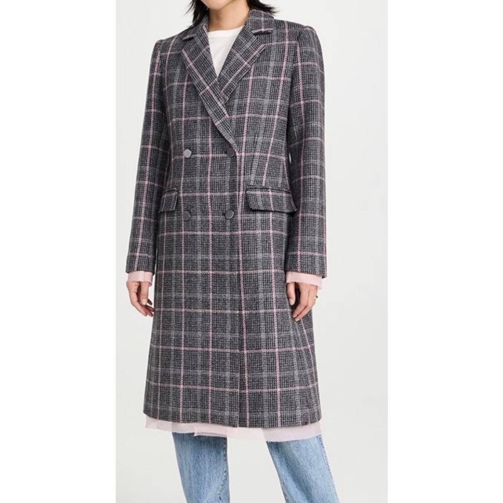 LoveShackFancy Plaid Double-Breasted Wool Coat – Size Large